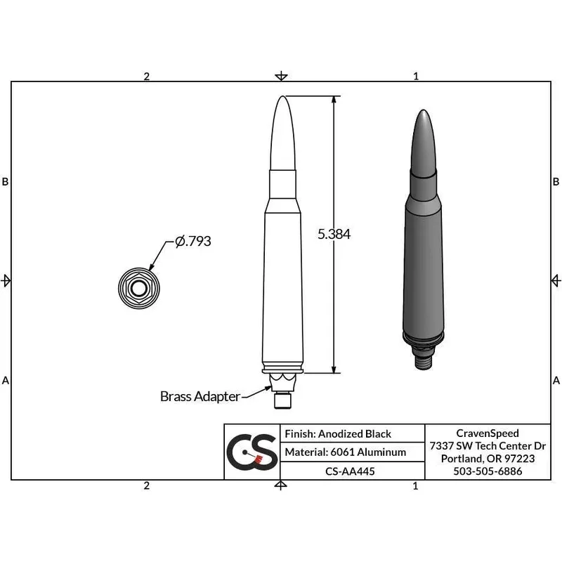 ’07-17 Jeep JK Bullet Style Stubby Antenna