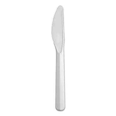Bonus Polypropylene Cutlery, Knife, White, 5″, 1000/Carton