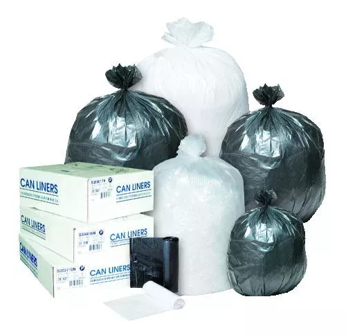 Inteplast Group High- Density Garbage Can Liner Roll, 24X24, Black, 6 Mic 1000/Carton