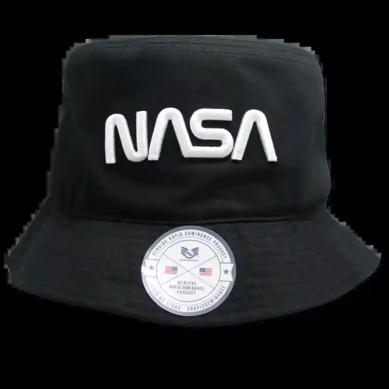 NASA Relaxed Bucket Hat – Worm, Black, S/M