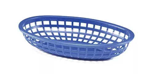TableCraft 1074BL Blue Classic Oval Plastic Basket, 9-3/8″ x 6″ x 1-7/8″