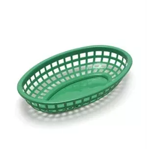 TableCraft 1074G Green Classic Plastic Oval Basket 9-3/8″ x 6″ x 1-7/8″