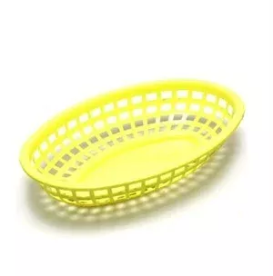 TableCraft 1074Y Yellow Classic Plastic Oval Basket 9-3/8″ x 6″ x 1-7/8″