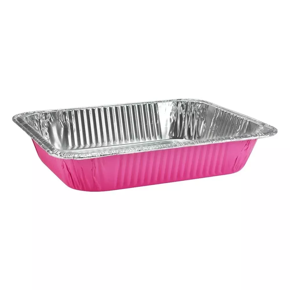 TigerChef Half Size Pink Disposable Aluminum Foil Steam Table Pans – 5 pcs
