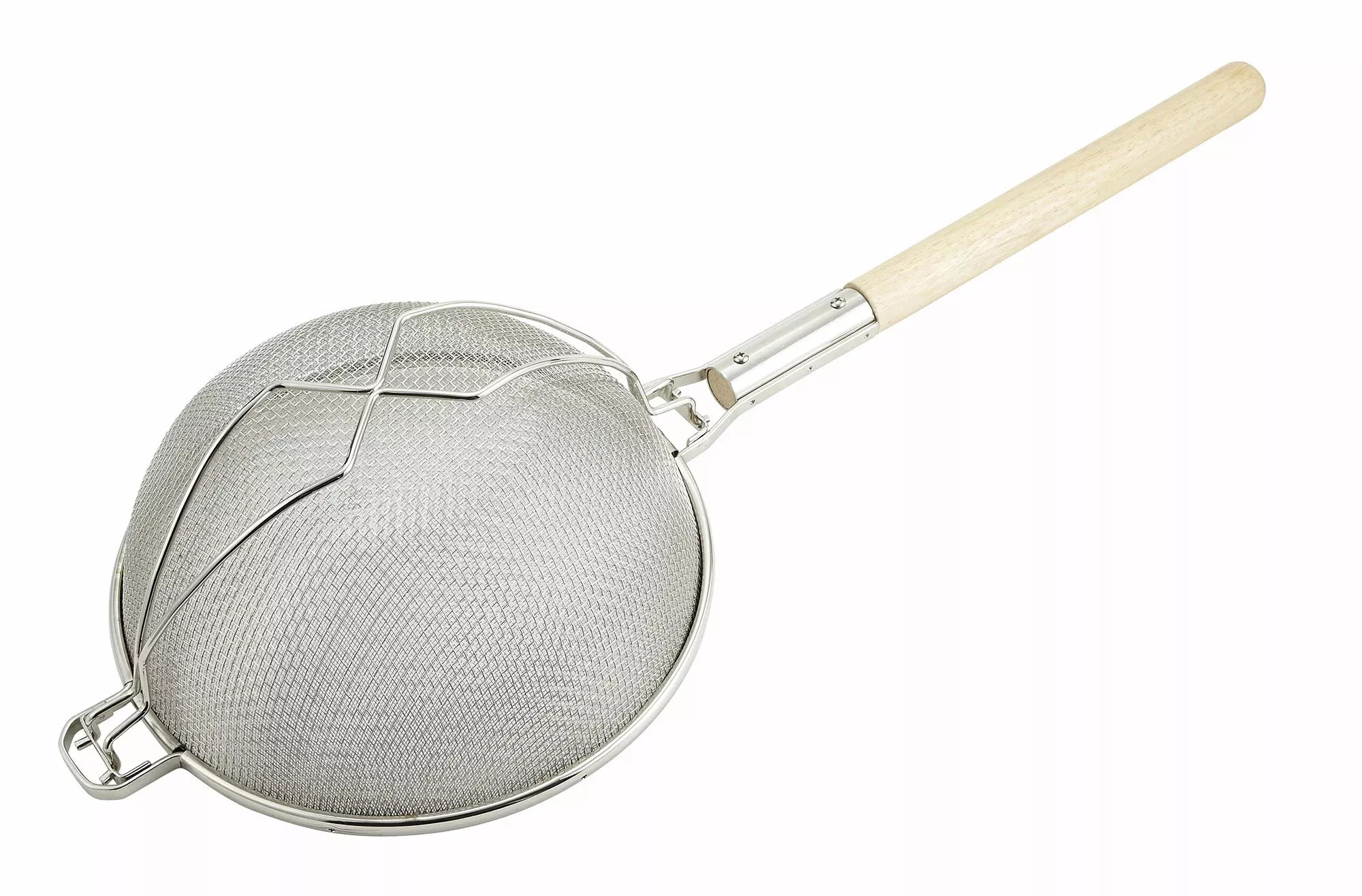 Winco MST-14D Reinforced Double Tinned Mesh Strainer with Wood Handle 14″