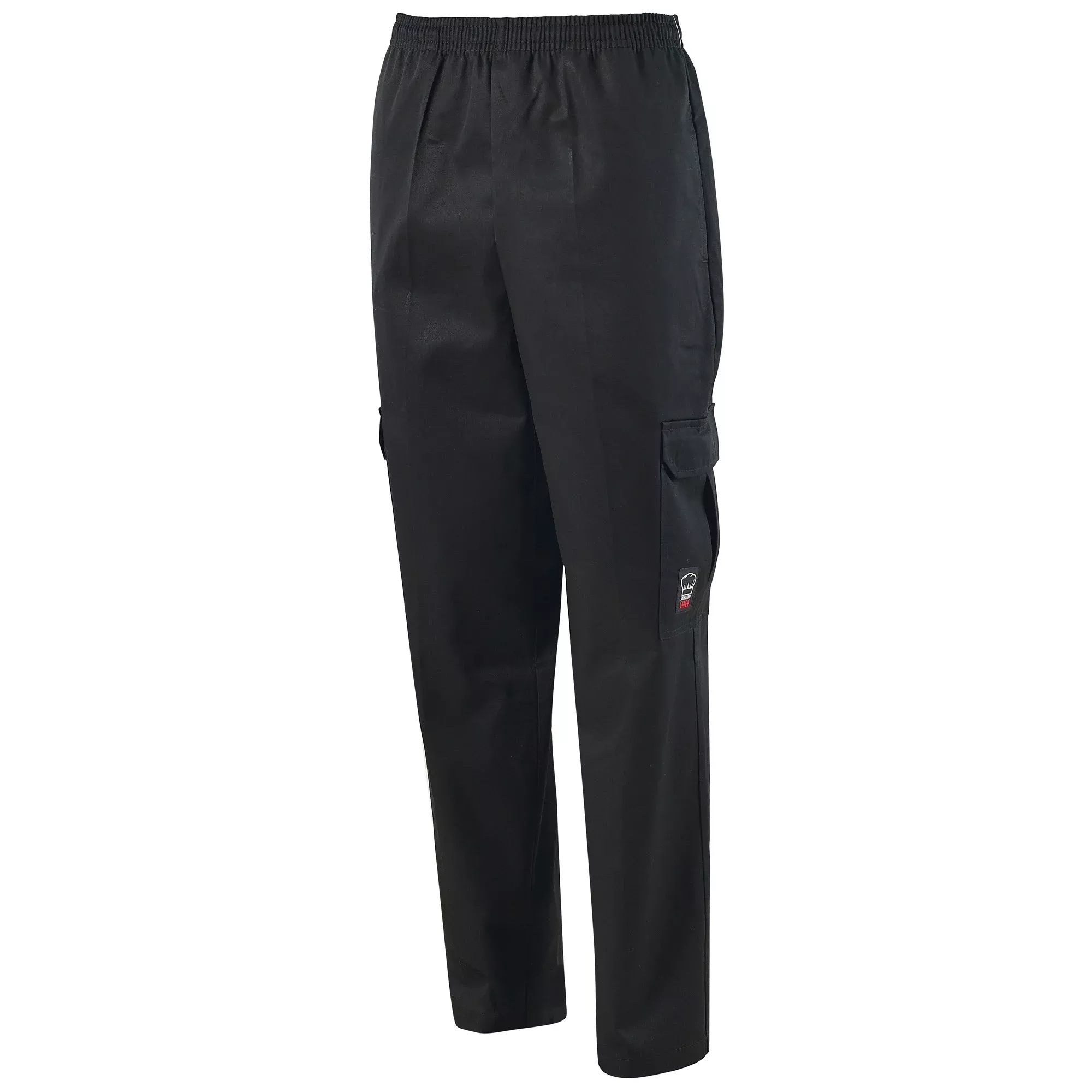 Winco UNF-11KM Black Cargo Chef Pants, Medium