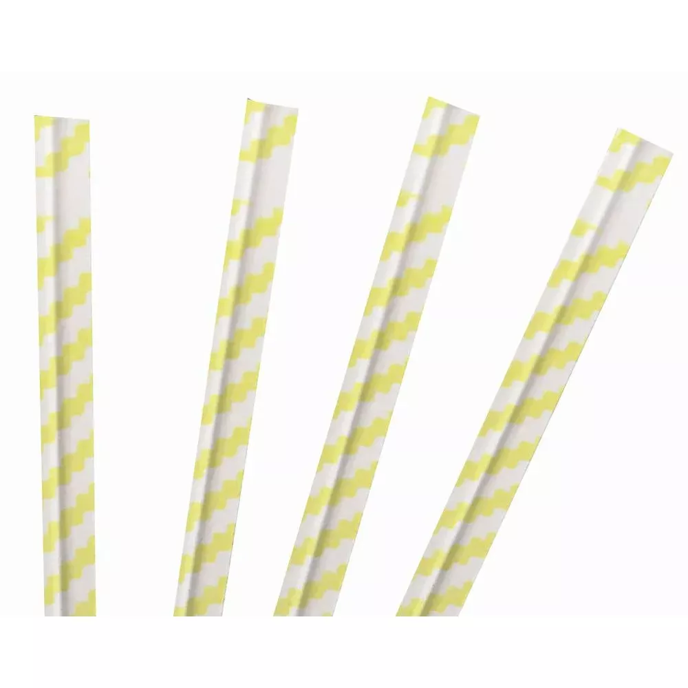 Yellow Stripe Paper Twist Ties – 4″L x 5/32″W